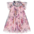 Girls Pink & Purple Floral Tulle Dress, 1, hi-res