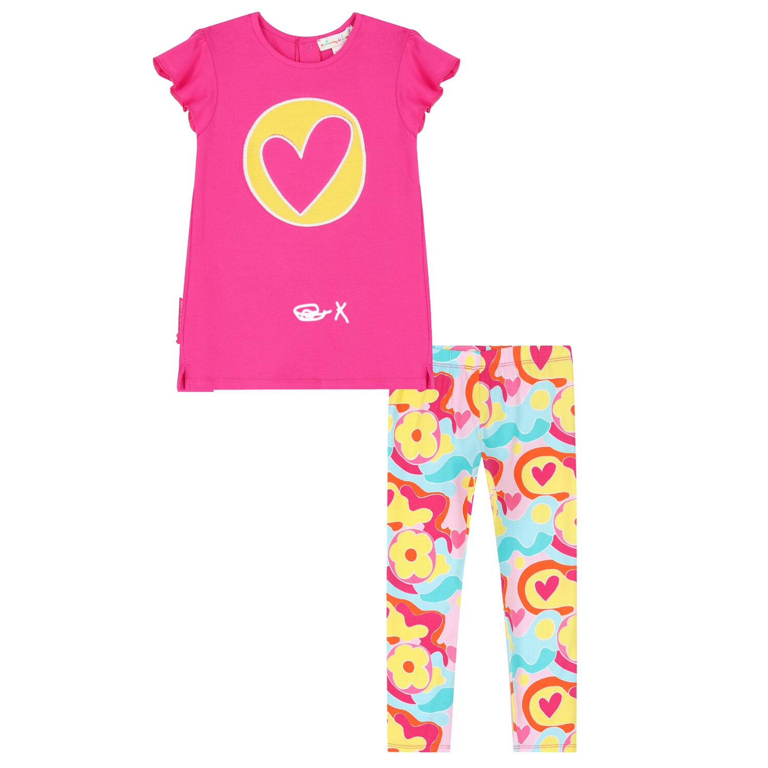 Girls Pink Floral Leggings Set, 1, hi-res