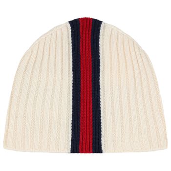 Ivory Web Striped Knitted Baby Hat