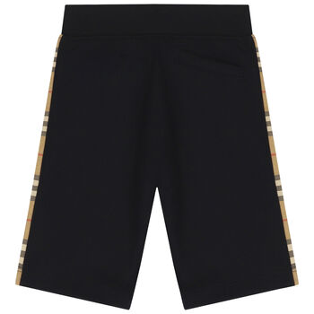Boys Black & Beige Check Shorts