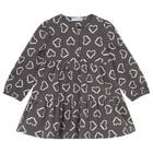 Younger Girls Grey Heart Dress, 2, hi-res