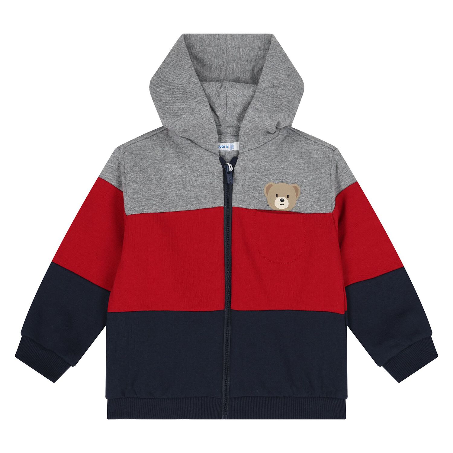 Younger Boys Grey, Red & Navy Blue 3-Piece Tracksuit, 3, hi-res image number null