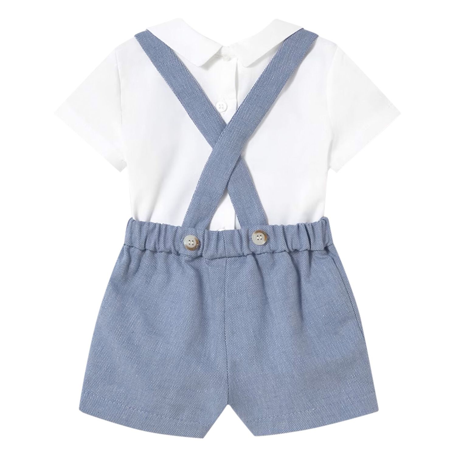 Baby Boys Blue & White Shorts Set, 1, hi-res