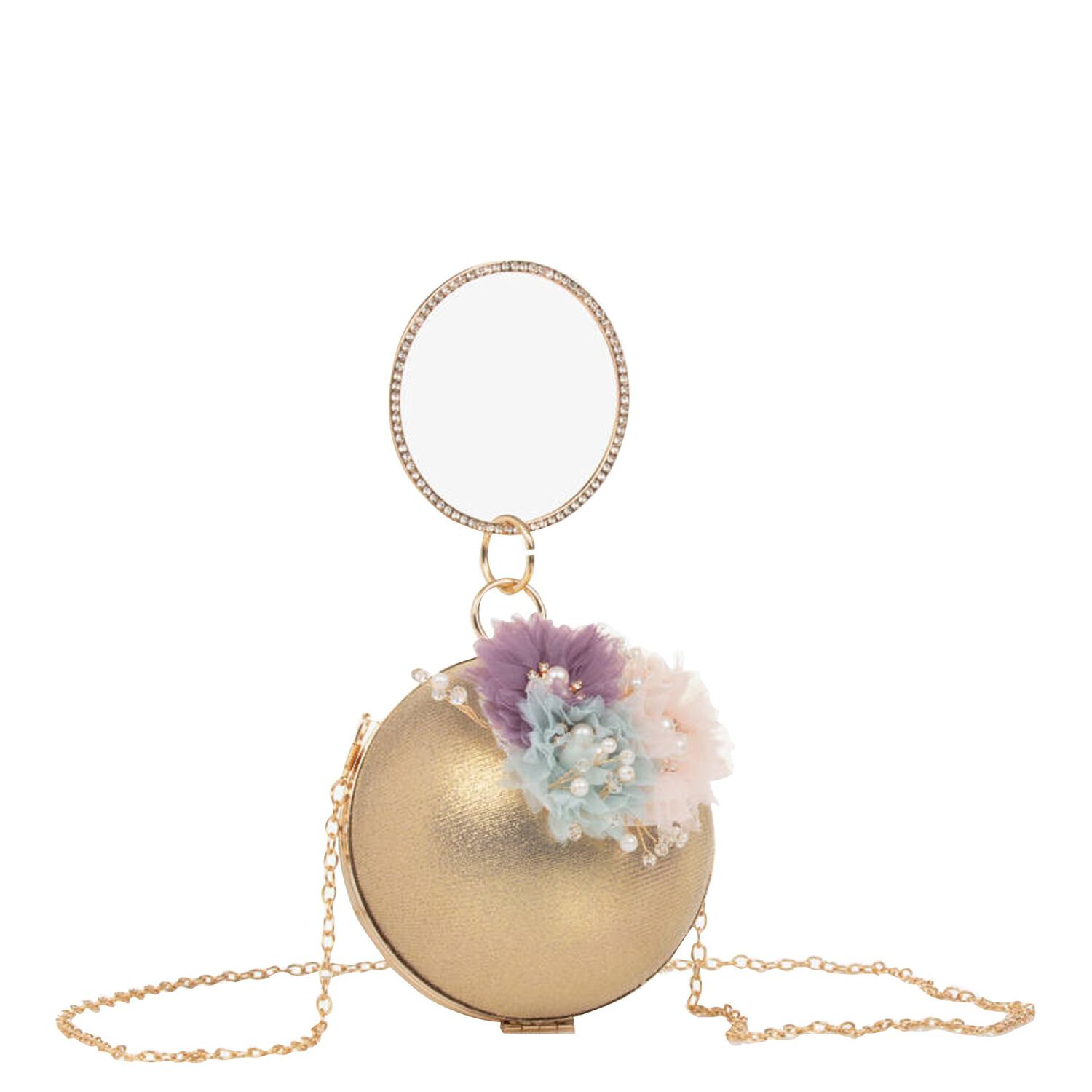 Girls Gold Flower Ball Bag, 1, hi-res