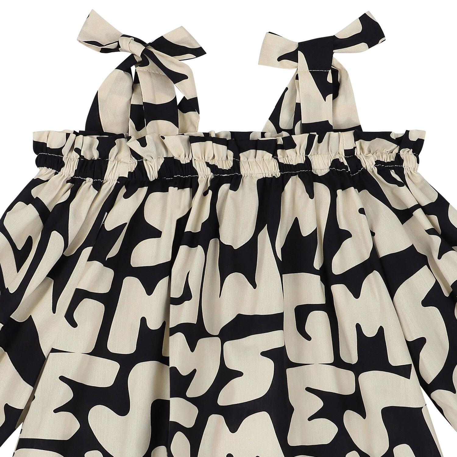 Girls Ivory & Black Logo Dress, 1, hi-res