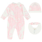Baby Girls Pink & Ivory Geo Map Babygrow Set, 2, hi-res
