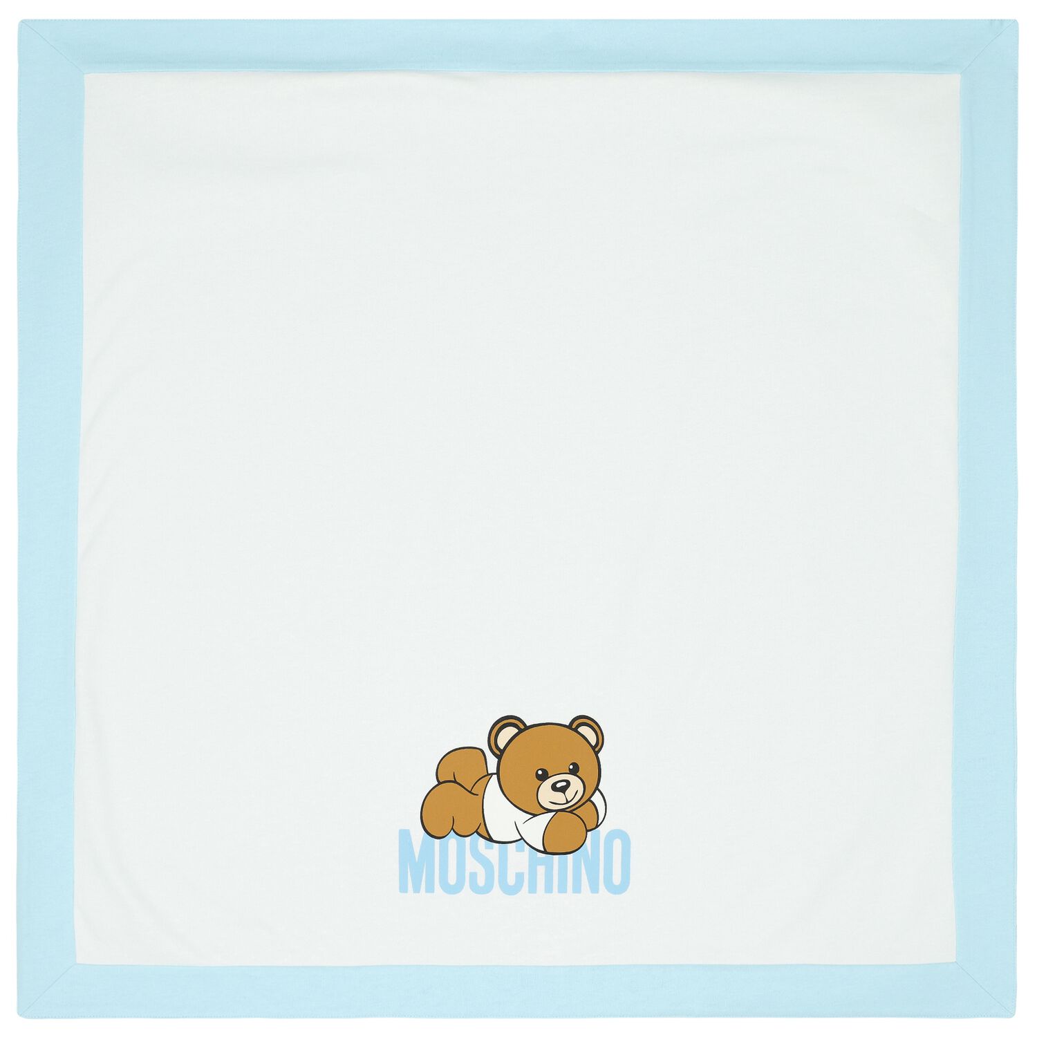 Blue & White Teddy Bear Logo Baby Blanket, 2, hi-res image number null