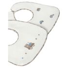 Baby Boys Ivory Embroidered Bibs ( 2 Pack ), 2, hi-res
