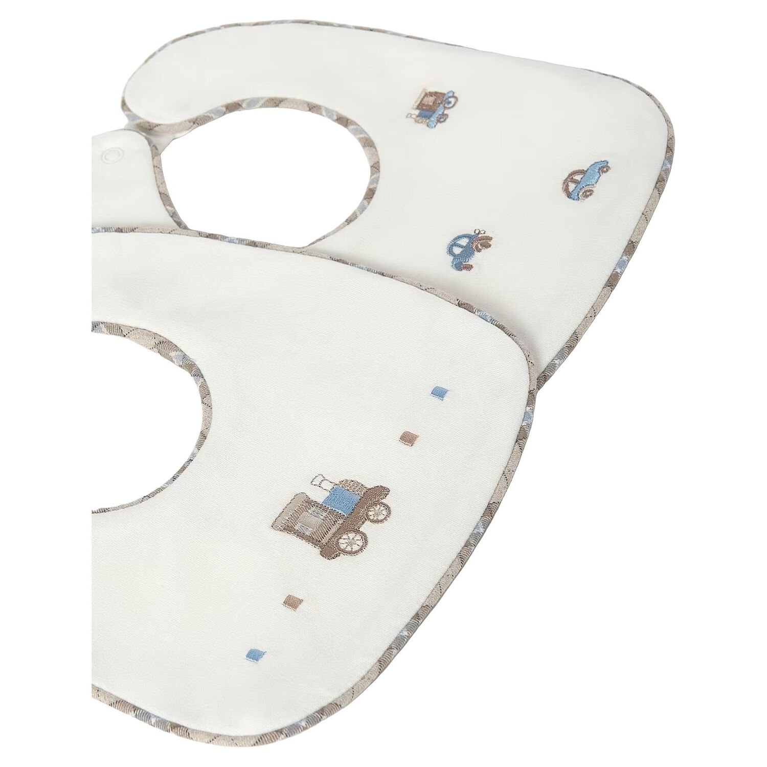 Baby Boys Ivory Embroidered Bibs ( 2 Pack ), 2, hi-res