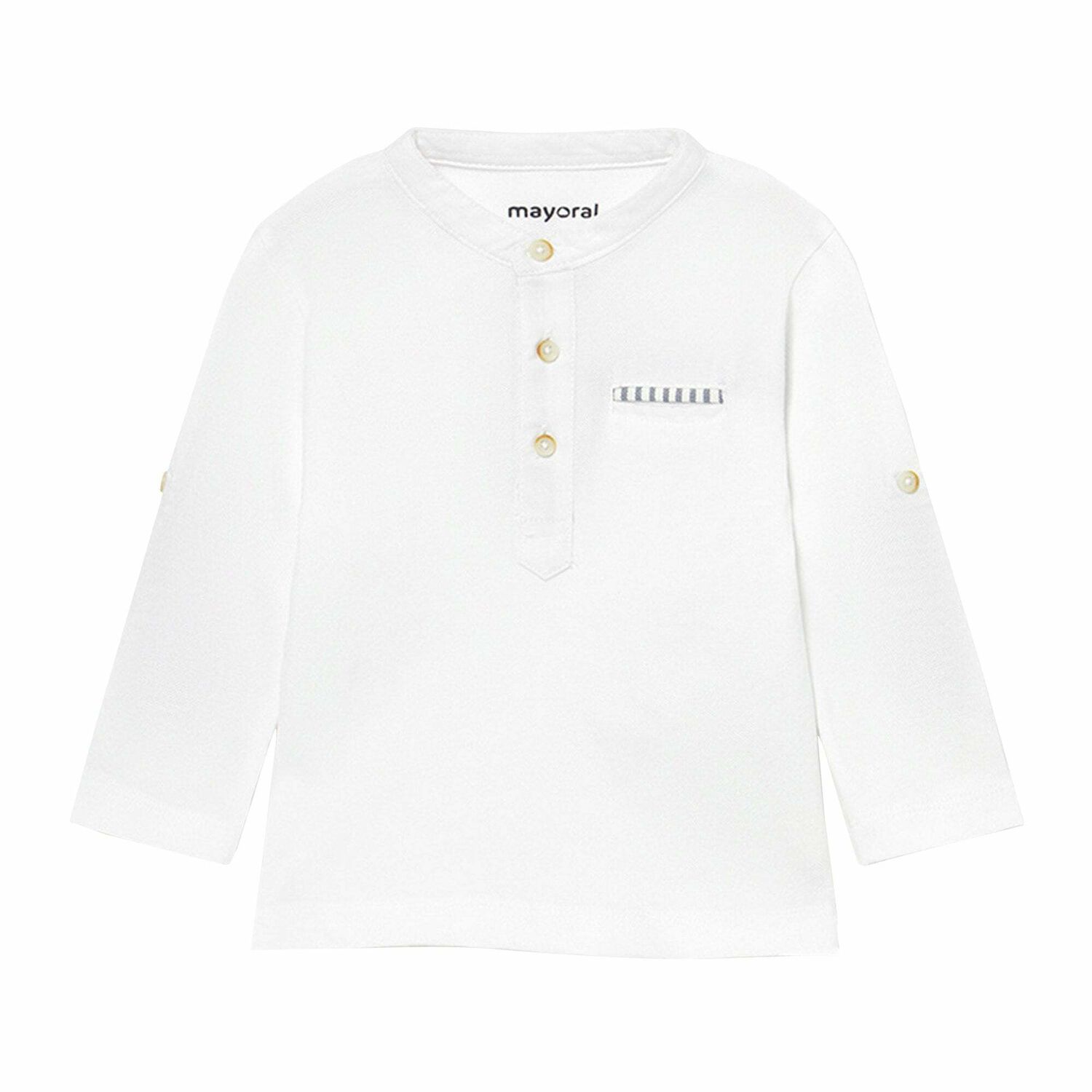 Younger Boys White Long Sleeve Top, 1, hi-res