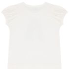 Girls White Puff-Sleeve T-Shirt, 1, hi-res
