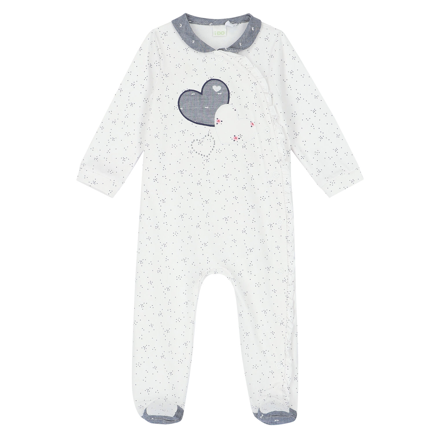 Baby Girls White Heart Babygrow, 1, hi-res image number null