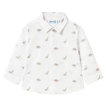 Baby Boys White Dinosaur Shirt