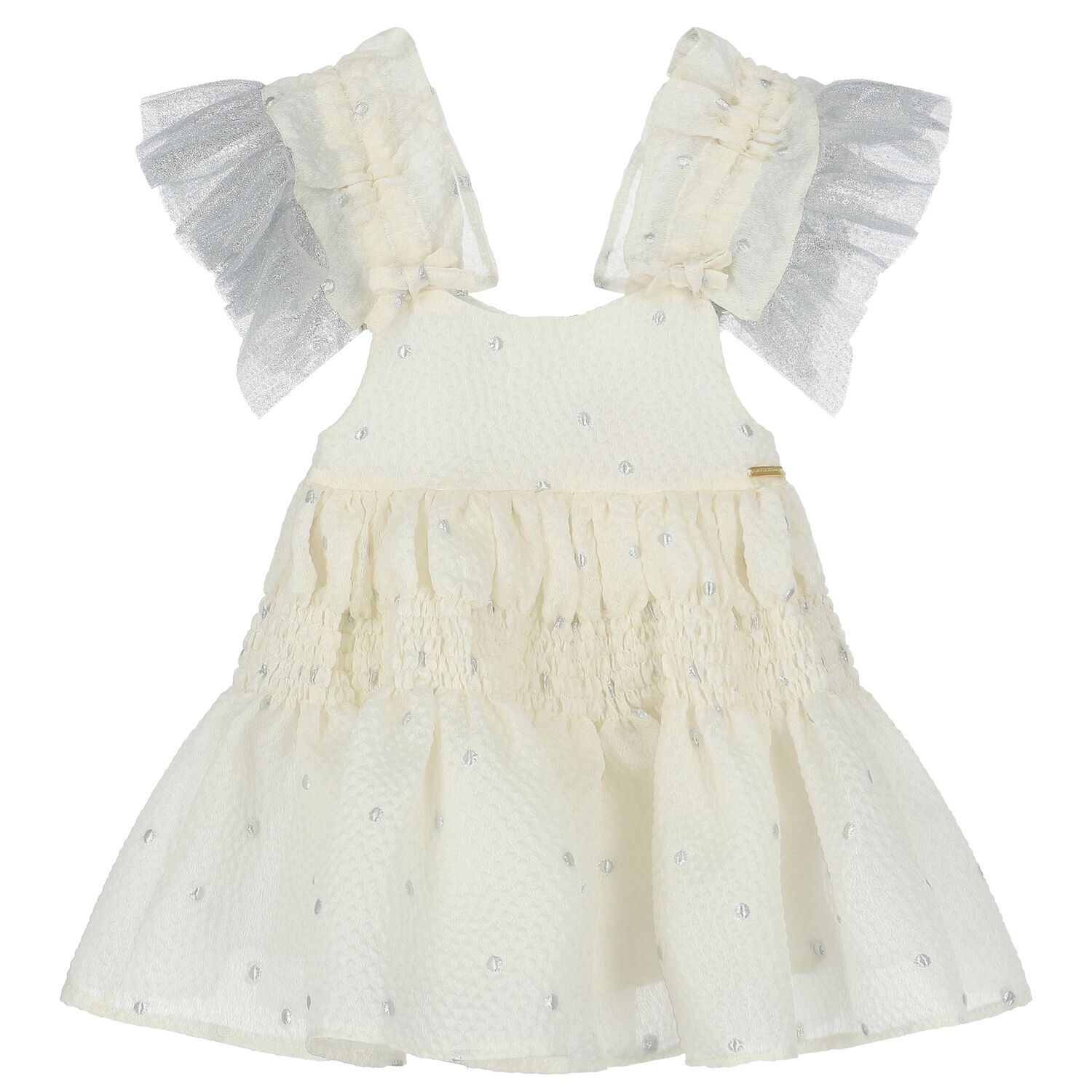 Girls Ivory Ruffled Dress, 2, hi-res image number null