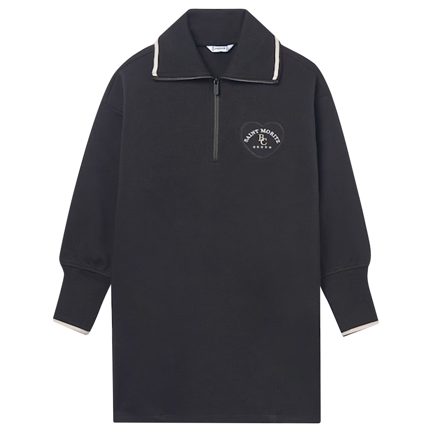 Girls Black Polo Dress, 1, hi-res
