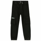Boys Black Logo Trousers, 1, hi-res
