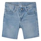 Boys Blue Denim Shorts, 1, hi-res