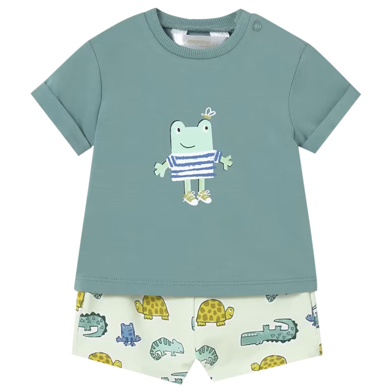 Baby Boys Green Frog Shorts Set, 3, hi-res