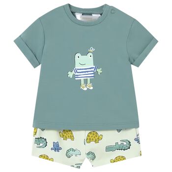 Baby Boys Green Frog Shorts Set