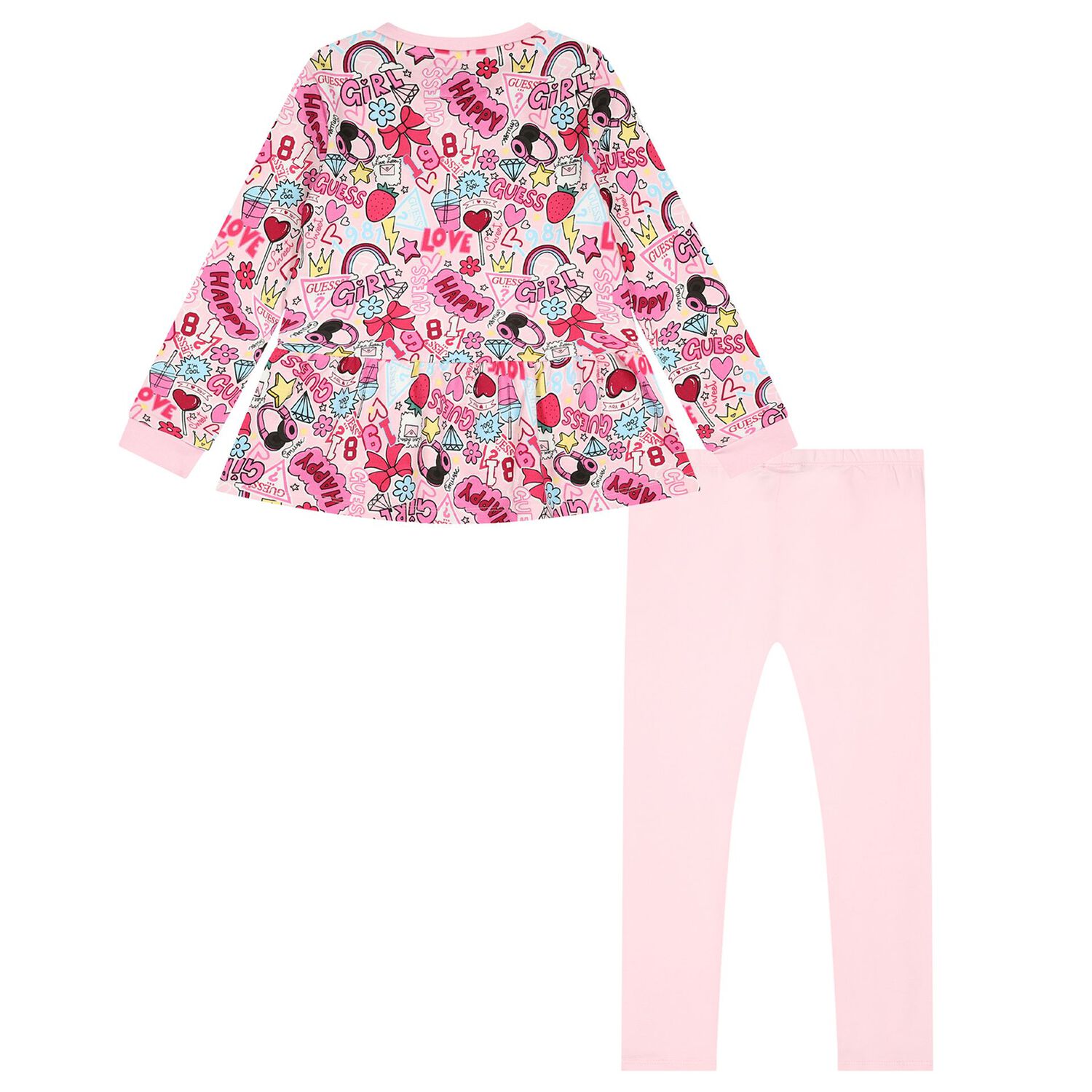 Girls Pink Logo Leggings Set, 1, hi-res