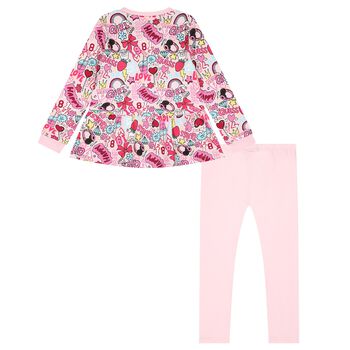 Girls Pink Logo Leggings Set