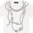 Girls Ivory Logo Chain T-Shirt, 1, hi-res