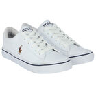 Boys White Logo Trainers, 1, hi-res