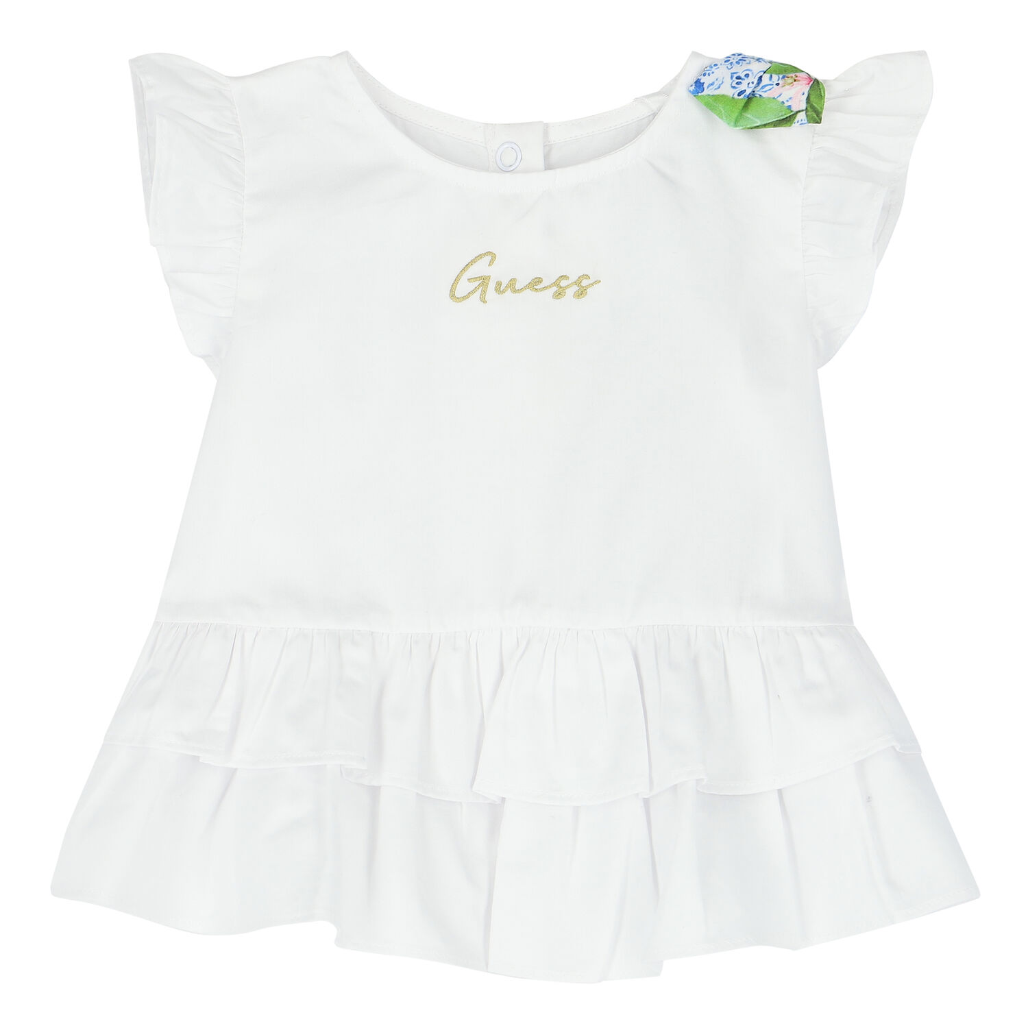 Baby Girls White & Blue Lemon Dress Set, 1, hi-res
