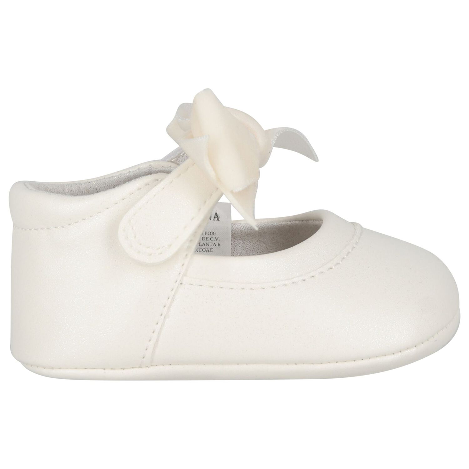 Baby Girls Ivory Bow Leather Pre Walker Shoes, 1, hi-res