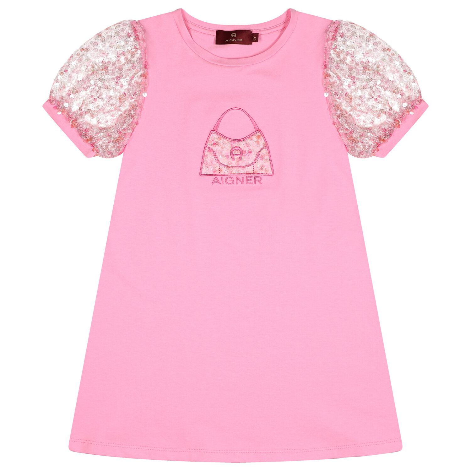 Girls Pink Sequin Bag Dress, 1, hi-res