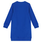 Girls Blue Elephant Logo Sweatshirt Dress, 1, hi-res