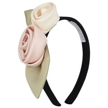 Girls Pink & Black 3D Flower Headband