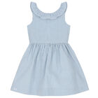 Girls Blue & White Striped Dress, 1, hi-res
