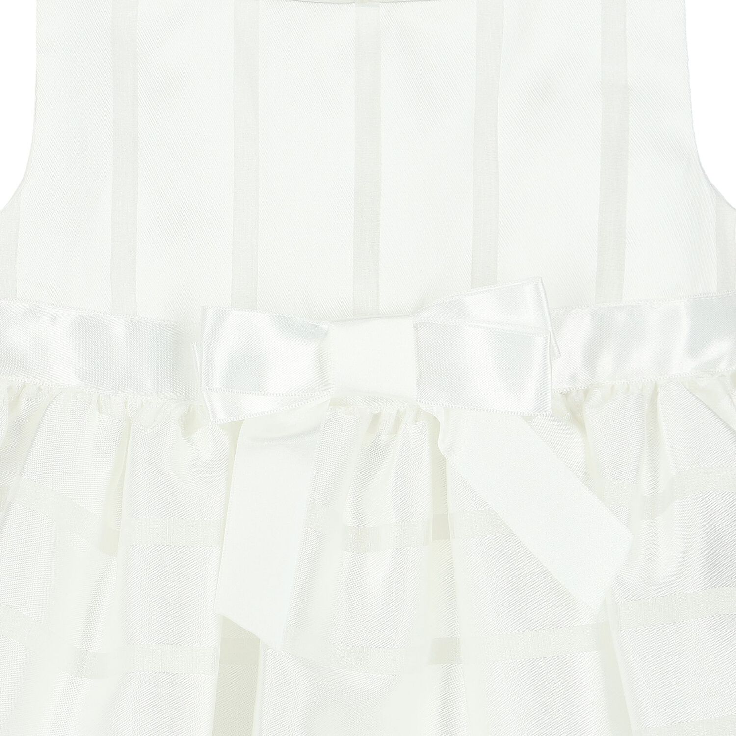 Younger Girls White Satin & Organza Dress, 1, hi-res image number null