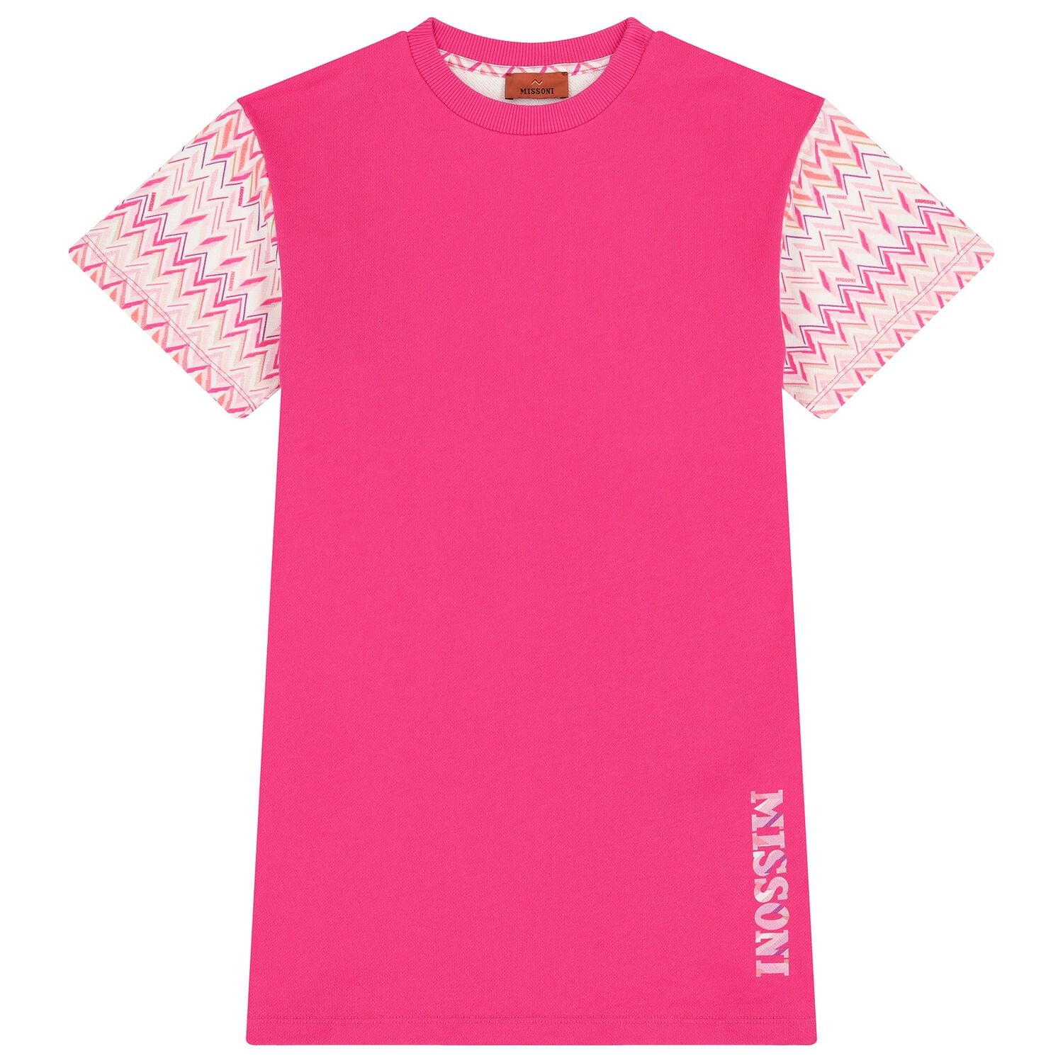 Girls Pink & White Zig Zag Dress, 1, hi-res