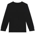 Boys Black Logo Long Sleeve Top, 1, hi-res