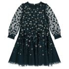 Girls Green Sequin Tulle Dress, 1, hi-res