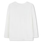 Girls Ivory Logo Long Sleeve Top, 1, hi-res