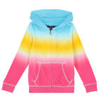 Girls Multi-Colored Logo Ombre Zip Up Top, 1, hi-res