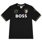 Boys Black Logo Football T-Shirt, 1, hi-res