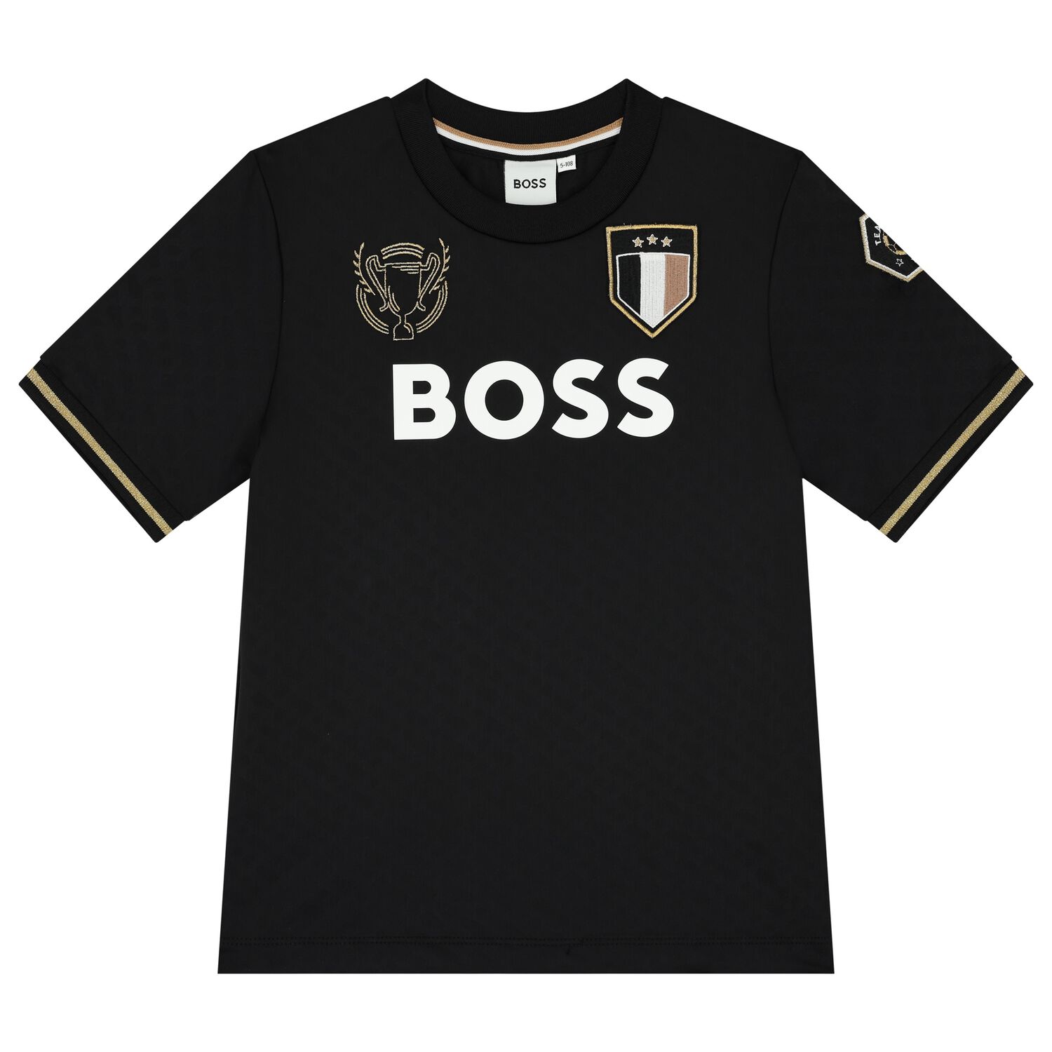 Boys Black Logo Football T-Shirt, 1, hi-res