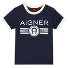 Younger Boys Navy Logo T-Shirt, 3, hi-res