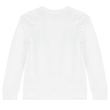 Girls White Teddy Bear Logo Sweatshirt