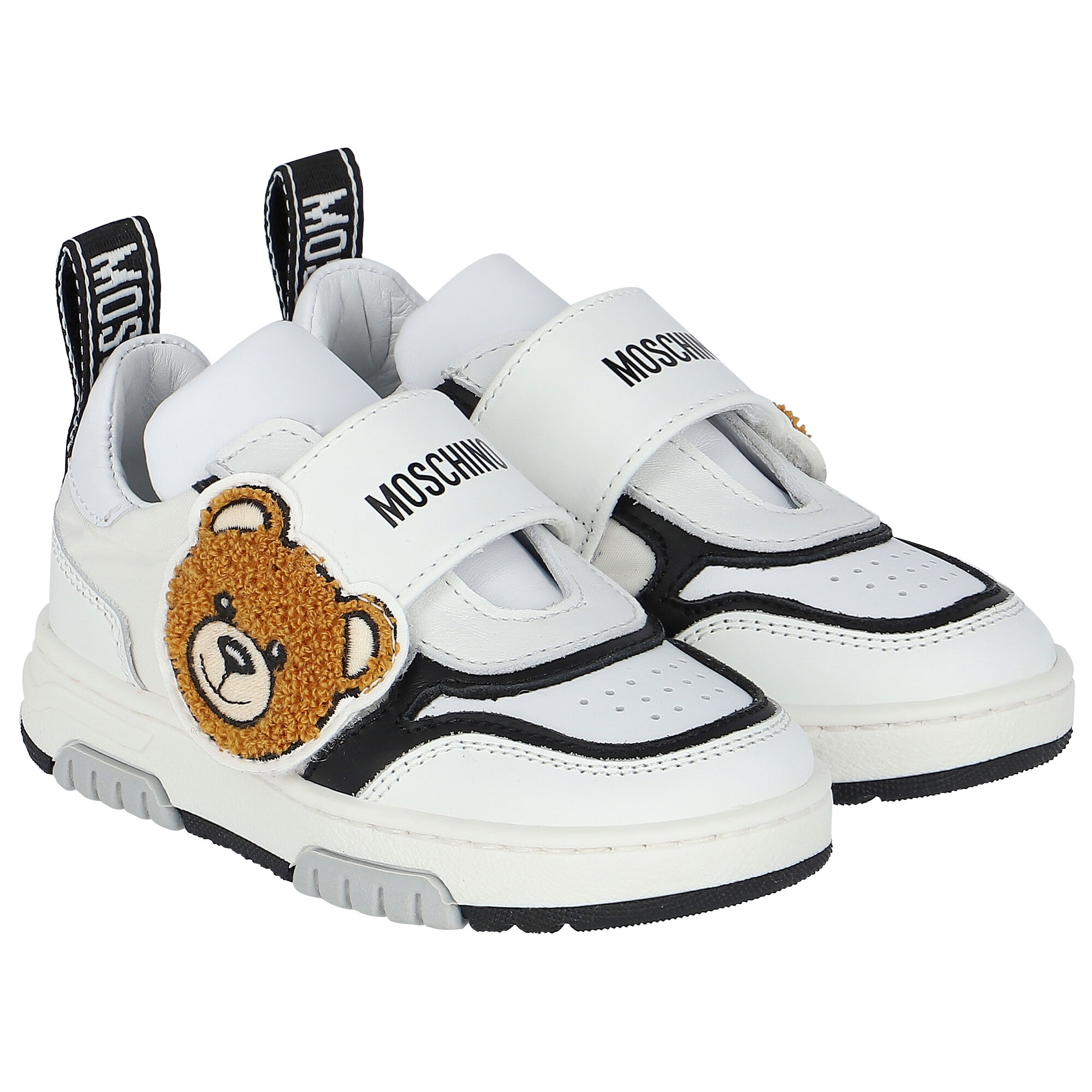Moschino White Black Teddy Bear Trainers Junior Couture UK
