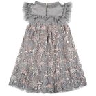 Girls Grey Flower Sequin Tulle Dominique Dress, 1, hi-res