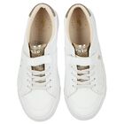 Girls White & Gold Logo Trainers, 1, hi-res