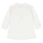 Younger Girls White Teddy Bear Logo Dress, 1, hi-res