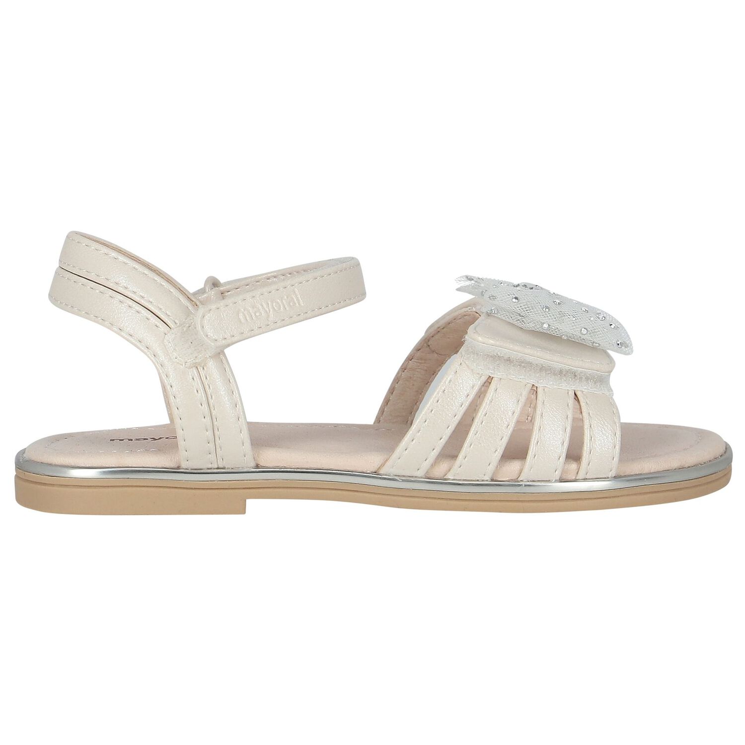 Girls Ivory Embellished Bow Sandals, 2, hi-res