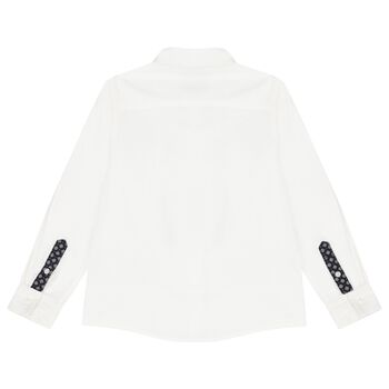 Boys White Teddy Bear Logo Shirt