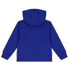 Boys Blue Logo Hooded Zip Up Top, 1, hi-res